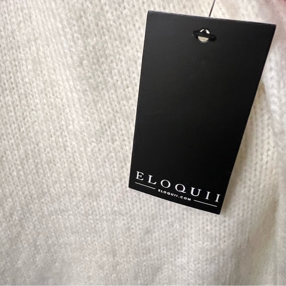 ELOQUI SWEATER DRESS CREAM WITH CHUNKY GOLD CHAIN NECKLINE SIZE 18 - Picture 8 of 12